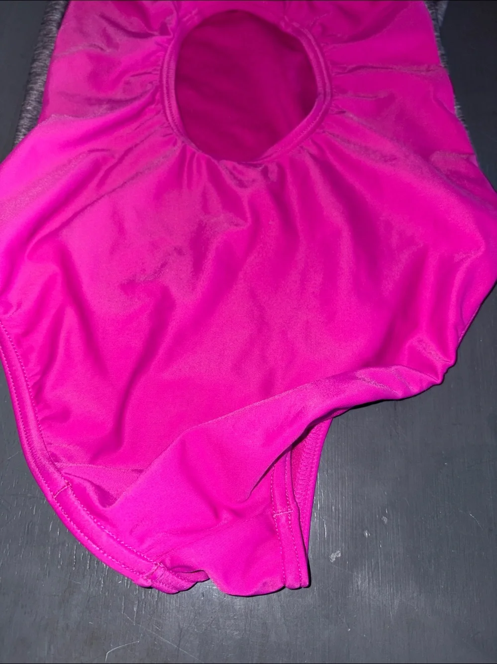 Speedo Pink One-Piece Swimsuit with Heather Gray Panels and Blue Trim sz 12 EUC